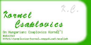 kornel csaplovics business card